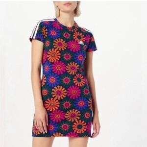 FARM RIO x ADIDAS Slim Shirt Dress Sunburst Flower Print AD4001